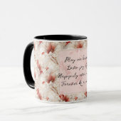 Mug Beau Mariage romantique à fleurs rouges (Devant gauche)