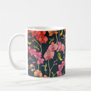 Mug Beau modèle d'oiseaux et d'orchidées