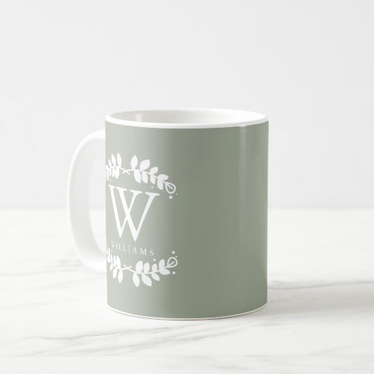 Mug Beau Monogramme vert Sage (Devant gauche)