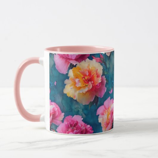 Mug Beau Motif à fleurs rose doux (Gauche)