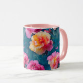 Mug Beau Motif à fleurs rose doux (Devant droit)