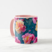 Mug Beau Motif à fleurs rose doux (Devant gauche)