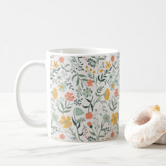 Mug Beau motif botanique floral (Avec donut)