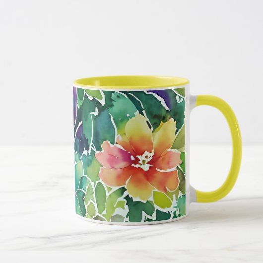Mug Beau Motif de fleurs d'aquarelle (Droite)