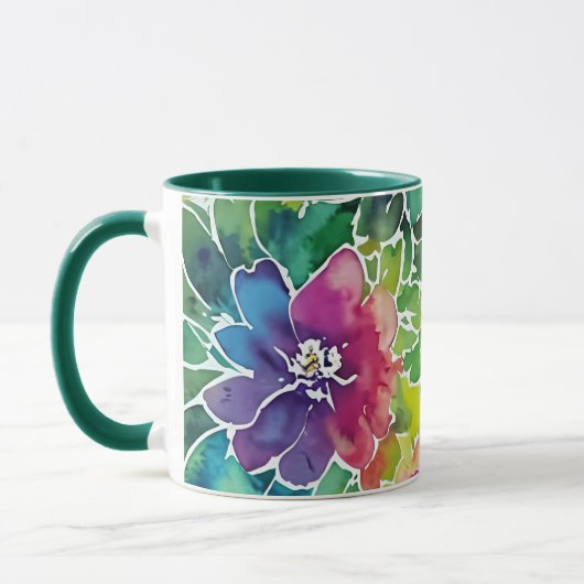 Mug Beau Motif de fleurs d'aquarelle (Gauche)