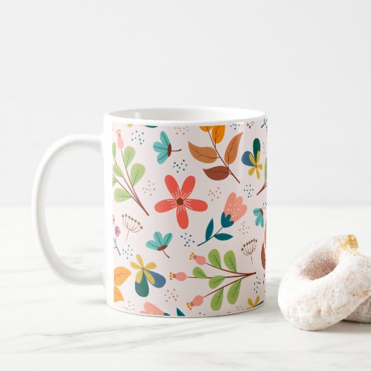Mug Beau motif floral (Avec donut)