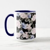Mug Beau motif Floral Rose Iris rose bleu (Gauche)