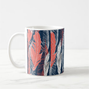 Mug Beau motif graphique transparent de plumes