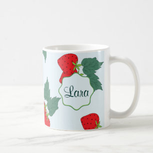 Mug beau motif mignon doux de fraise. Personali