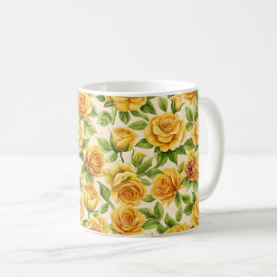 Mug Beau Motif sans couture des Roses Jaunes