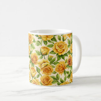 Mug Beau Motif sans couture des Roses Jaunes