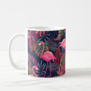 Mug Beau motif tropical transparent avec flamme rose