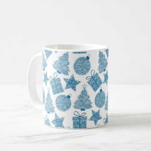Mug Beau Noël Bleu et Blanc (Devant gauche)