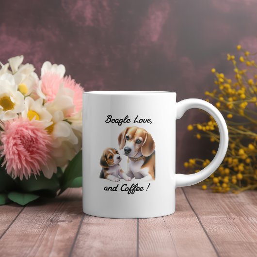Mug Beau Noir et Bleu Amour Beagle