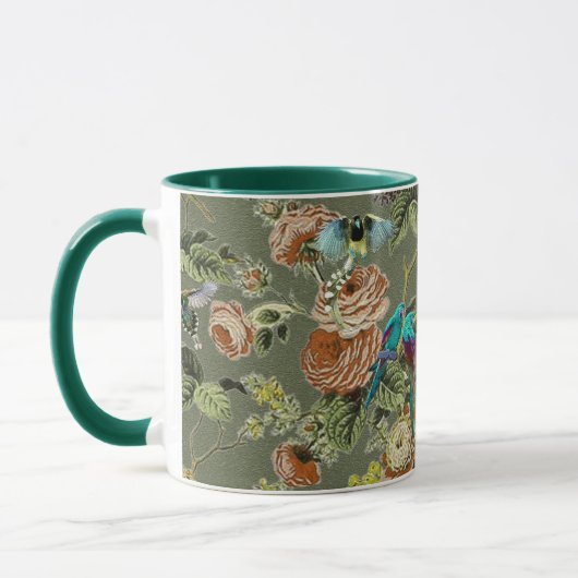 Mug Beau oiseau exotique, arrière - plan vert marécage (Gauche)