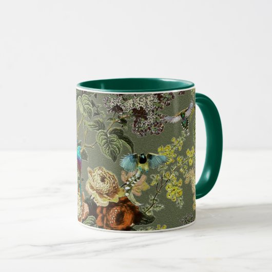 Mug Beau oiseau exotique, arrière - plan vert marécage (Devant droit)