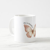 Mug Beau Papillon Crème Rose (Devant gauche)
