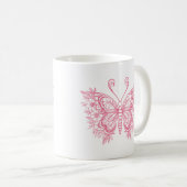 Mug Beau papillon rose fleuri (Devant droit)