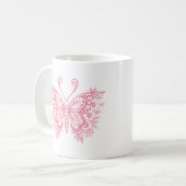 Mug Beau papillon rose fleuri (Devant gauche)