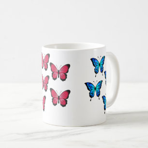 Mug Beau papillons rose fuchsia bleu azur