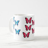 Mug Beau papillons rose fuchsia bleu azur (Devant gauche)