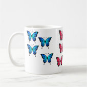 Mug Beau papillons rose fuchsia bleu azur (Gauche)