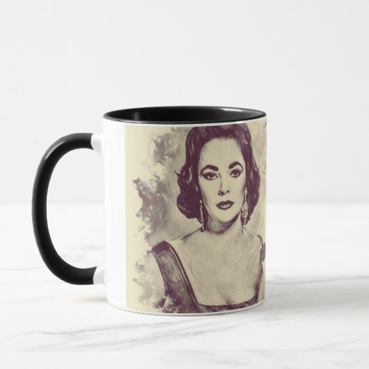 Mug Beau portrait d'Elizabeth Taylor dessin (Gauche)