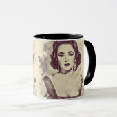 Mug Beau portrait d'Elizabeth Taylor dessin (Devant droit)