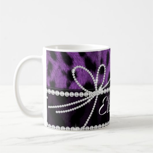 Mug Beau poster de animal leopard à la mode faux viole (Gauche)