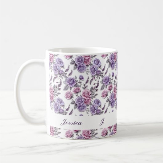 Mug Beau Printemps Romantique Violet Fleurs Filles (Gauche)