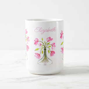 Mug Beau rose fleuri Art peint Nom du look