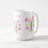 Mug Beau rose fleuri Art peint Nom du look (Devant droit)