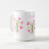 Mug Beau rose fleuri Art peint Nom du look (Devant gauche)