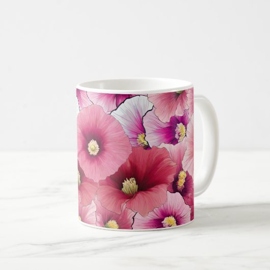 Mug Beau rose Hollyhock Blooming (Devant droit)