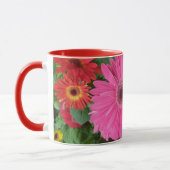 MUG BEAU ROSE ROUGE GERBERA FLEURS FLORALES ET NOM (Gauche)