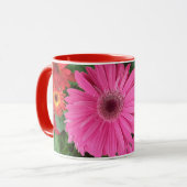 MUG BEAU ROSE ROUGE GERBERA FLEURS FLORALES ET NOM (Devant gauche)