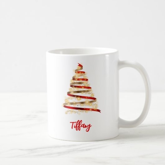 Mug Beau sapin de Noël rouge et or (Droite)