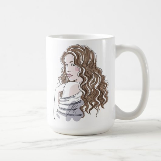 Mug Beau Sketch de fille (Droite)