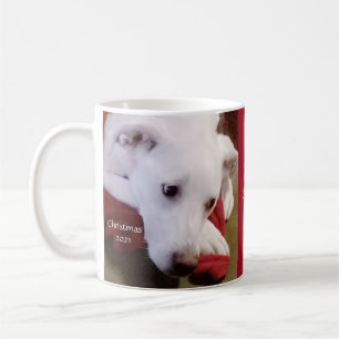Mug Beau Snowy Blanc Chien Chien Chien Rouge Noël