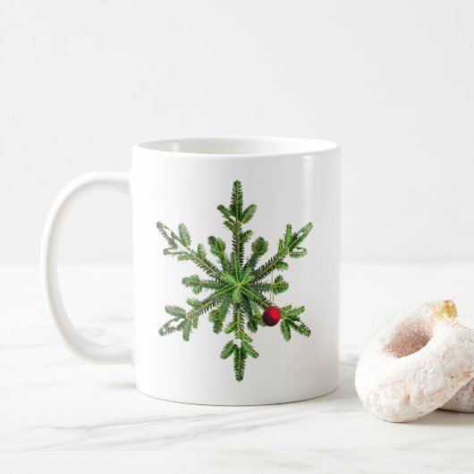Mug Beau Snowy Pine Snowflake Noël (Avec donut)