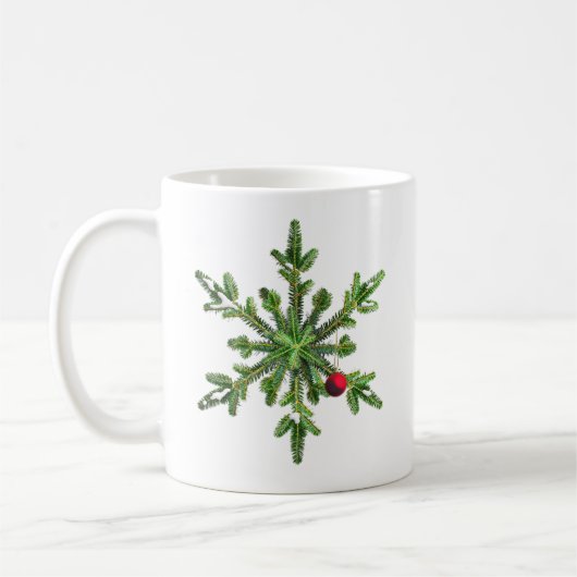 Mug Beau Snowy Pine Snowflake Noël (Gauche)