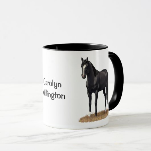 Mug Beau Stallion Cheval du Quartier Noir (Devant droit)
