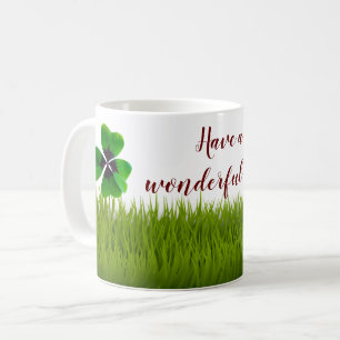 Mug Beau trèfle à quatre feuilles en vert vif