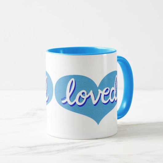 Mug BEAUCOUP AIMÉ - Coeurs d'amour bleu (Devant droit)