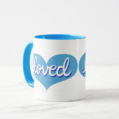 Mug BEAUCOUP AIMÉ - Coeurs d'amour bleu (Devant gauche)