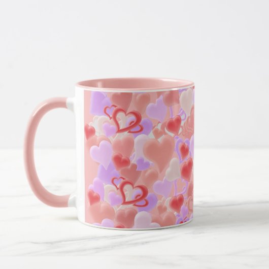 Mug Beaucoup de cœurs en 3D (Gauche)