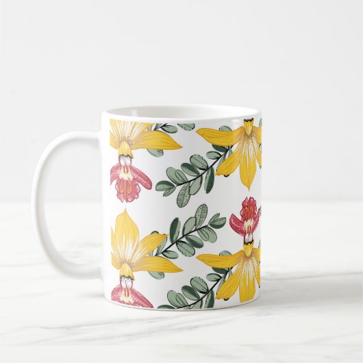 Mug Beauté de l'orchidée : motif floral Elégance. (Gauche)