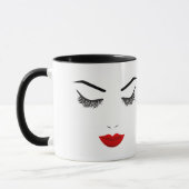 Mug Beauté des yeux Lashes visage et lèvres rouges maq (Gauche)