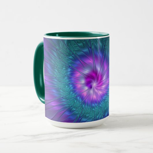 Mug Beauté florale Abstraite Fleur d'art fractionnée c (Devant gauche)