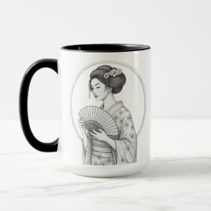 Mug Beauté japonaise avec éventail pliant